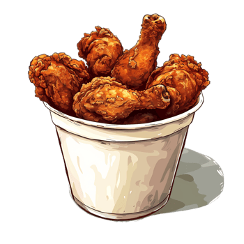 Crispy Fried Chicken in a White Bucket png