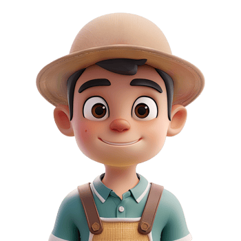 3D cute cartoon male farmer. png