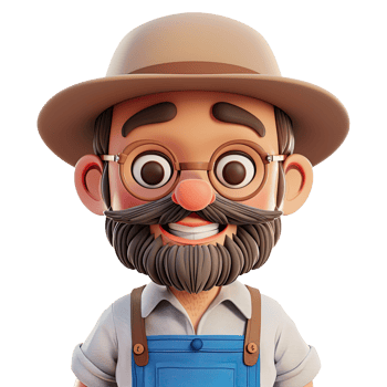 3D cute cartoon male farmer. png