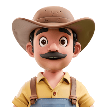 3D cute cartoon male farmer. png