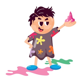 Trendy flat sticker of a holi kid vector