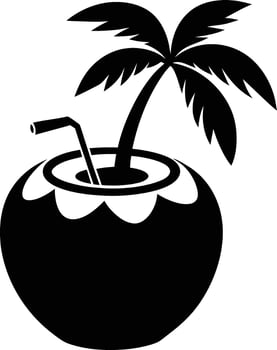 A silhouette of a coconut fruit art illustration vector