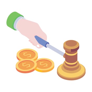 Premium isometric icon of corruption law vector