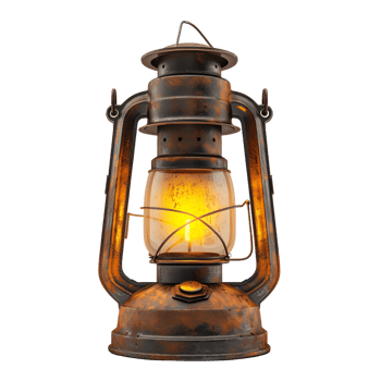 Vintage Oil Lantern with Glowing Light png