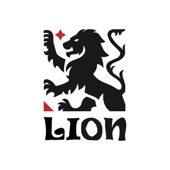 heraldic lion and star with square shape vector