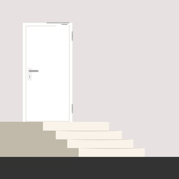 Door cartoon and stair. . vector