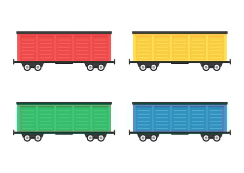 Rail freight transport . Container . vector