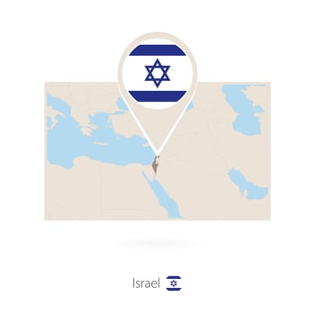 Rectangular map of Israel with pin icon of Israel vector
