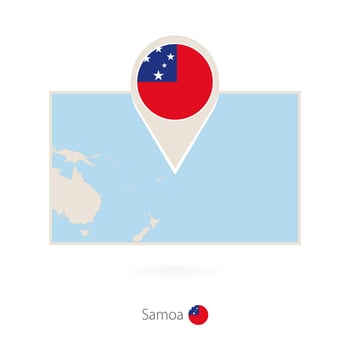 Rectangular map of Samoa with pin icon of Samoa vector