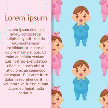 seamless pattern with an image of a baby girl and boy. vector