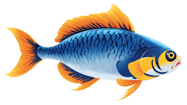Vibrant Blue and Orange Fish Illustration png