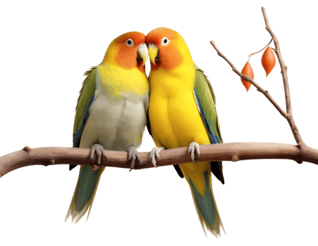 Lovebirds on Branch Isolated on Transparent Background png