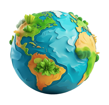 Planet Earth 3D Cartoon Style Isolated on Transparent Background png