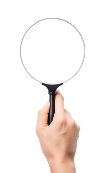 Hand Holding Magnifying Glass Isolated on Transparent Background png