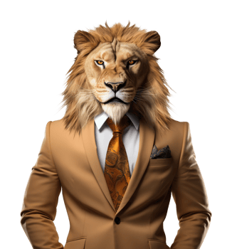 Lion Wearing Business Attire Isolated on Transparent Background png