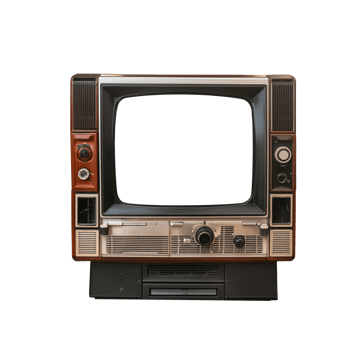 Old vintage television monitor screen with empty displays isolated background, electronic device for showing detail. Front view of old computer monitor with clipping path isolated png