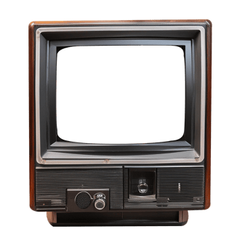 Old vintage television monitor screen with empty displays isolated background, electronic device for showing detail. Front view of old computer monitor with clipping path isolated png