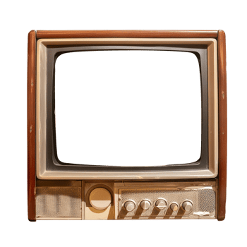 Old vintage television monitor screen with empty displays isolated background, electronic device for showing detail. Front view of old computer monitor with clipping path isolated png