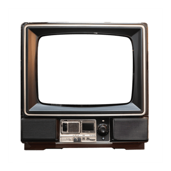 Old vintage television monitor screen with empty displays isolated background, electronic device for showing detail. Front view of old computer monitor with clipping path isolated png