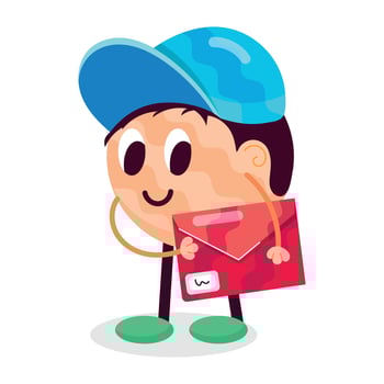 Trendy flat sticker of a mail carrier vector