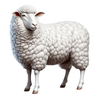 Generated Ai A sheep is standing on a grid with a pink nose png