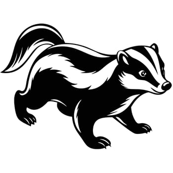 Badger Animal Cartoon Character. Hand Drawn Illustration vector