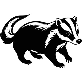 Badger Animal Cartoon Character. Hand Drawn Illustration vector