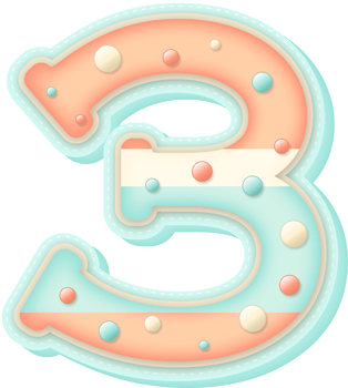 Cute Pastel Sweet Alphabet Number 3 png