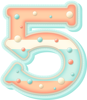 Cute Pastel Sweet Alphabet Number 5 png