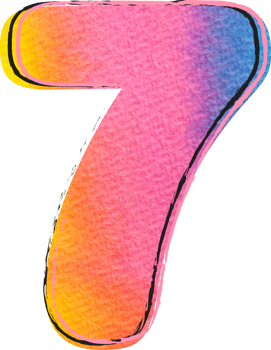 Watercolor Alphabet Lettering Number 7 png