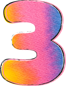 Watercolor Alphabet Lettering Number 3 png