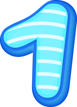 Number 1, Blue Comic 3D Alphabet Lettering png