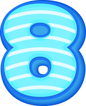 Number 8, Blue Comic 3D Alphabet Lettering png