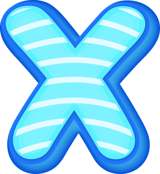 Letter X, Blue Comic 3D Alphabet Lettering png