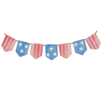 Bunting flag,Decorative flag, white blue and red stripes, for American Independence Day, 4th of July png