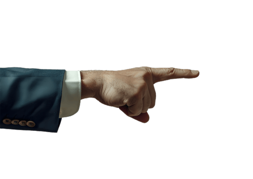 a hand pointing at something on a transparent background png