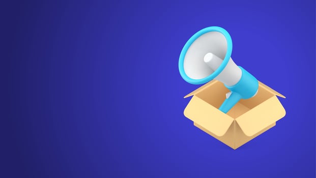 Delivery service promo announcement loudspeaker marketing advertising realistic 3d icon vector