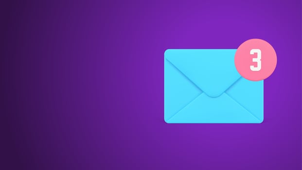 Incoming message three notification internet newsletter reminder online chatting 3d icon vector