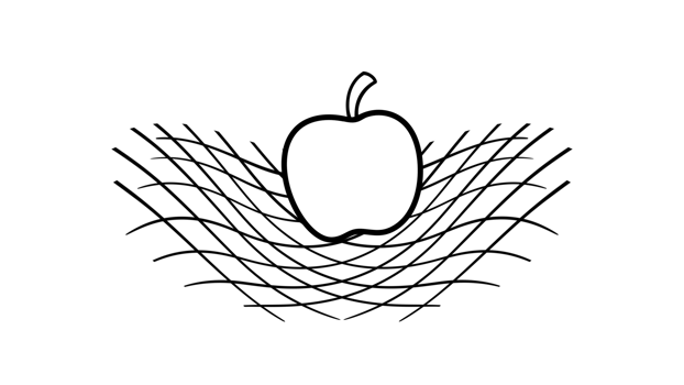 The gravitational force of the earth animation, Gravity, falling apple, Isaac newton idea universal law, fall red apple tree down. Step down stages, timeline. Weight and mass experiment, Inertia png