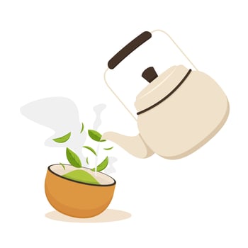 Matcha green tea . Traditional cup with Matcha tea. Colored trendy illustration. vector