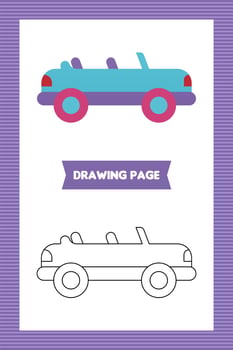 Flat kids car coloring book or page vector