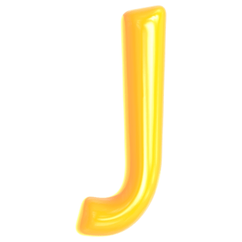Gold Font J 3D Render png