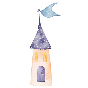 Scandinavian childish house. Fairy houses. Cute watercolor castle. Watercolor, palace, kingdom. vector
