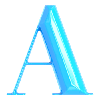 Blue Font A 3D Render png
