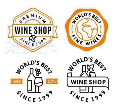 Wine stamp set. Symbol design of label vector