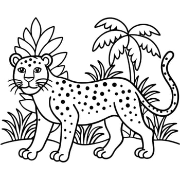 Illustration of Wild animals cartoons - Coloring book. Happy animal coloring pages vector