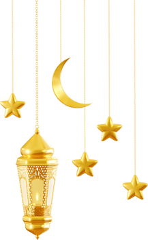 hanging lamp and moon ornament for ramadan kareem png