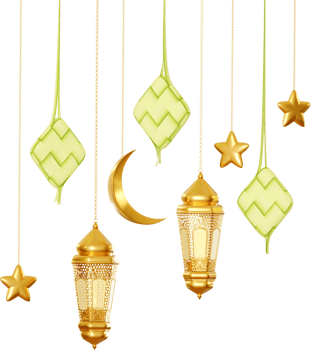 ied mubarak muslim celebration with ketupat and lamp png