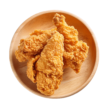 Fried Chicken piece coat with flour or batter that dipping with tomato or ketchup sauce isolated on transparent Deep-fried Japanese chicken png