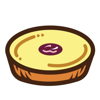 Kue lumpur indonesian snack or cake colorful food icon illustration with outline isolated on square white background. Simple flat cartoon art styled drawing. vector